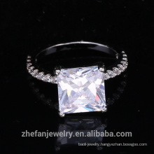 wholesale jewelry supplies china square cubic zircon ring with rhodium plated